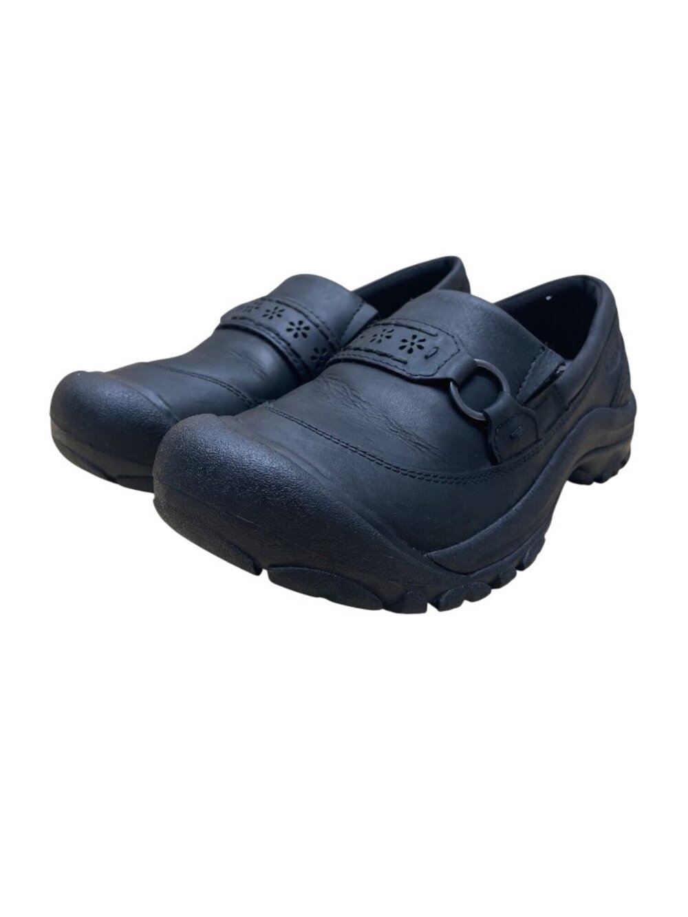 Keen Women’s Black Leather Arch Support Wide Fit Kaci III slip-on Shoes Size 9 - Picture 3 of 8